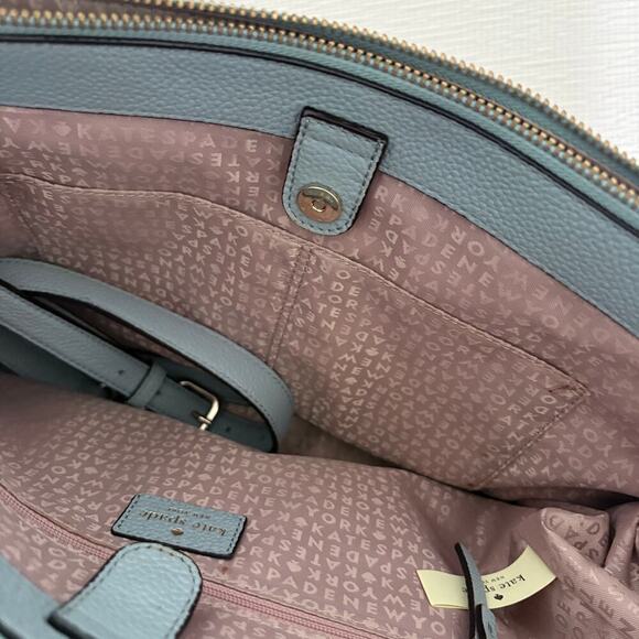 Kate Spade New York blue leather satchel handbag tote purse - Picture 9 of 14